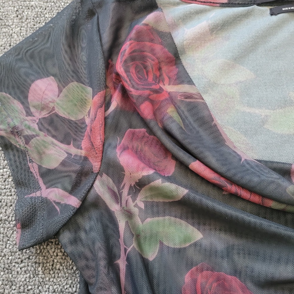 Silence + Noise mesh rose top cowl neck XL grunge goth romantic vampy festival - Picture 7 of 14